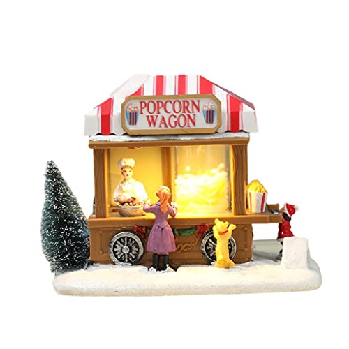 Harilla Harz Mini Weihnachtsszene LED Popcorn Waggon Weihnachtsdekor von Harilla