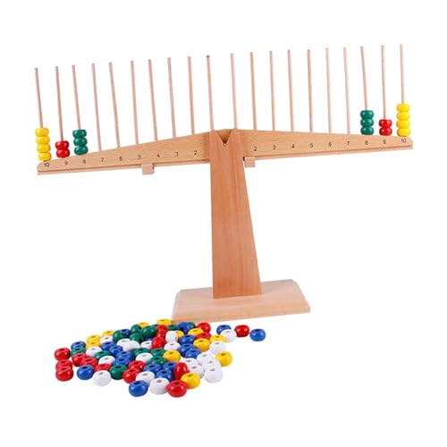 Harilla Holz Balance Zählspielzeug, Montessori Lernspielzeug, Interaktive Mathe Spiele, Mathe Skala Spielzeug für Jungen, Mädchen, Kinder Ab 3 Jahren, Regenbogenperlen von Harilla