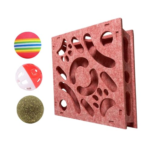 Harilla Katzen-Puzzlespielzeug, interaktives Katzenspielzeug, lustiges Labyrinthspiel aus Filz mit Glöckchen und Bällen, Denkspiel, mentale, Rosa 40cm Harilla Katzen-Puzzlespielzeug, interaktives Katzenspielzeug, lustiges Labyrinthspiel aus Filz mit Glöckchen und Bällen, Denkspiel, mentale, Rosa 40cm von Harilla