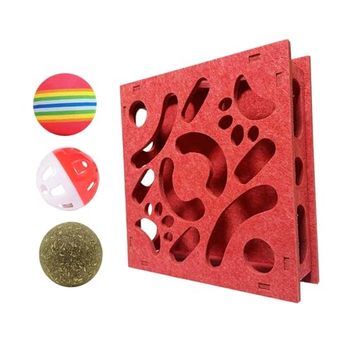 Harilla Katzen-Puzzlespielzeug, interaktives Katzenspielzeug, lustiges Labyrinthspiel aus Filz mit Glöckchen und Bällen, Denkspiel, mentale, Rot 30cm Harilla Katzen-Puzzlespielzeug, interaktives Katzenspielzeug, lustiges Labyrinthspiel aus Filz mit Glöckchen und Bällen, Denkspiel, mentale, Rot 30cm von Harilla
