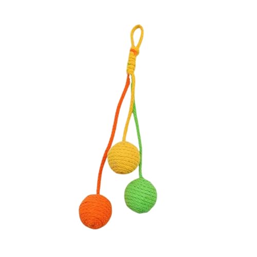 Harilla Katzenspielzeug, Sisalball, interaktives Spielzeug, Möbelschutz, handgefertigt, Heimtierbedarf für Hauskatzen, Seilball zum Aufhängen für Kätzchen, Gelb Orange Grün von Harilla