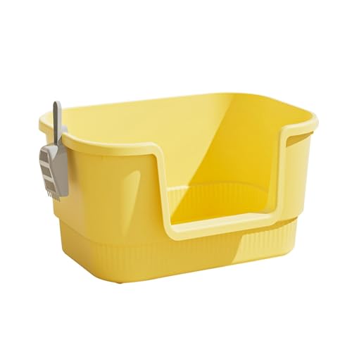 Harilla Katzentoilette Sandkasten für Katzen Katzenklo Haustiertoilette mit Offenem Design für Luftzirkulation Und Leichte Reinigung für Den Innenbereich Und, Gelb von Harilla