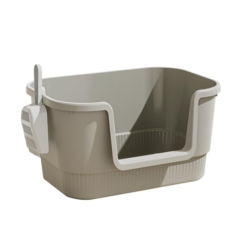 Harilla Katzentoilette Sandkasten für Katzen Katzenklo Haustiertoilette mit Offenem Design für Luftzirkulation Und Leichte Reinigung für Den Innenbereich Und, grau von Harilla