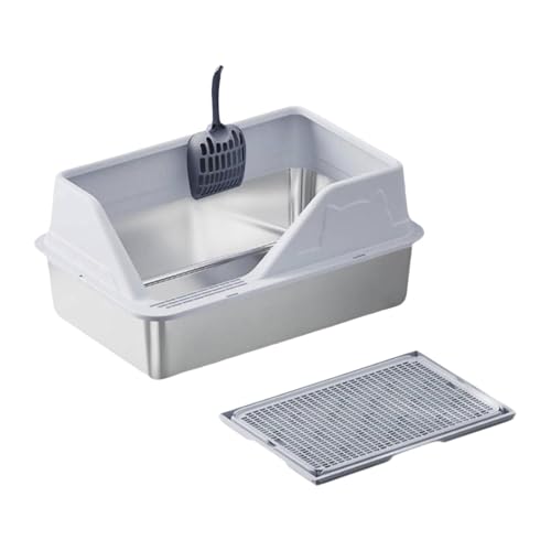 Harilla Katzentoilette aus Edelstahl, Katzensandbecken, spritzwassergeschützt, erhöhter Zaun und Katzenstreumatte für mehrere Katzen, Hellgrau Harilla Katzentoilette aus Edelstahl, Katzensandbecken, spritzwassergeschützt, erhöhter Zaun und Katzenstreumatte für mehrere Katzen, Hellgrau von Harilla