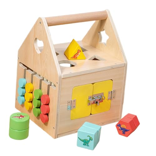 Harilla Montessori-Schließfach-Spielzeug, Formsortierspielzeug aus Holz, Aktivitätswürfel, Lernspielzeug, sensorisches Spielzeug, interaktives Aktivitätsbrett von Harilla