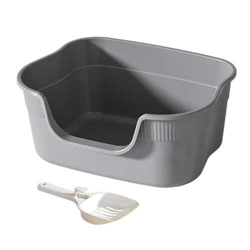 Harilla Offene Katzentoilette für Haustiere, Haustiertoilette, Sandkasten, Bettpfanne, Katzentoilette, halbgeschlossen, für alle Arten von Katzenstreu, für, Hellgrau Harilla Offene Katzentoilette für Haustiere, Haustiertoilette, Sandkasten, Bettpfanne, Katzentoilette, halbgeschlossen, für alle Arten von Katzenstreu, für, Hellgrau von Harilla