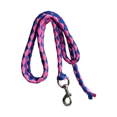 Harilla Pferdeleine mit Bolzenverschluss, geflochtenes Pferdeseil, Reitleine für, 2 Meter Blau Rosa von Harilla