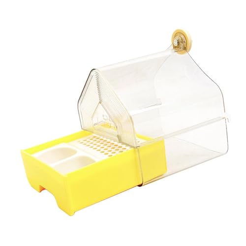 Harilla Zubehör für Papageien-Badeboxen, multifunktionale, durchsichtige Papageienbadewanne, Vogeldusche für Papageien, kleine bis mittelgroße Vögel, Sittiche, Gelb von Harilla