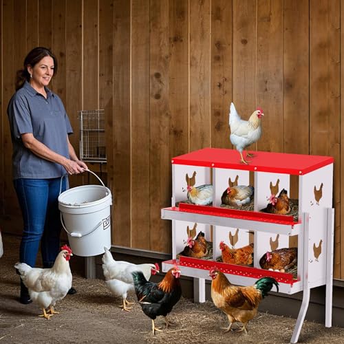Hühner Nistkasten, 6 Löcher Nistkästen für Huhn mit Halterbeinen, Einfache Eiersammlung, Einfache Reinigung, Hühnerlegeboxen für Hühnerstall Hühner, Rot Hühner Nistkasten, 6 Löcher Nistkästen für Huhn mit Halterbeinen, Einfache Eiersammlung, Einfache Reinigung, Hühnerlegeboxen für Hühnerstall Hühner, Rot von HarmonyHealth