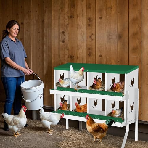Hühner Nistkasten, 8 Löcher Nistkästen für Huhn mit Halterbeinen, Einfache Eiersammlung, Einfache Reinigung, Hühnerlegeboxen für Hühnerstall Hühner, Grün von HarmonyHealth