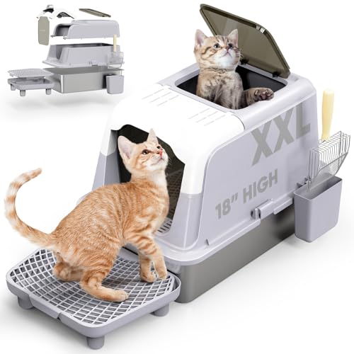 Haroopet Katzentoilette aus Edelstahl mit Deckel, XXL, extra groß, geschlossene Metall-Katzentoilette für große Katzen, abnehmbarer Vordereingang, oberer Ausgang, Kitty-Katzentoilette, mit Haroopet Katzentoilette aus Edelstahl mit Deckel, XXL, extra groß, geschlossene Metall-Katzentoilette für große Katzen, abnehmbarer Vordereingang, oberer Ausgang, Kitty-Katzentoilette, mit von Haroopet