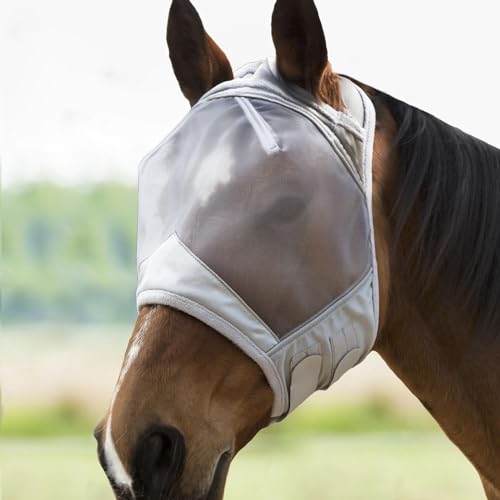 Harrison Howard CareMaster Dicke Fleece Polsterung Transparent Fine Mesh Pferde Fliegenmaske UV-Schutz Standard Silber Vollblut (M) von Harrison Howard