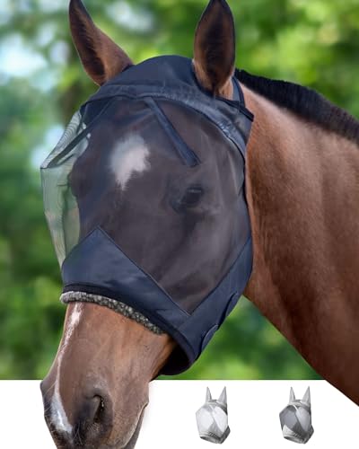 Harrison Howard CareMaster Pferde Fliegenmaske UV-Schutz mit Ohrenschutz Schwarz Kaltblut (XL) von Harrison Howard