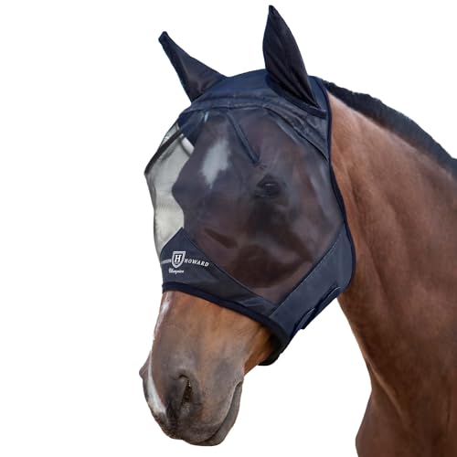 Harrison Howard CareMaster Midge-Proof Fleece Polsterung Pferde Fliegenmaske UV-Schutz mit Ohrenschutz Schwarz Kaltblut (XL) von Harrison Howard