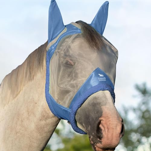 Harrison Howard CareMaster Fliegenmaske für Pferde, UV-Schutz, feines Netz mit extra Wolle, weich auf der Haut, Cerulean Blue, M von Harrison Howard