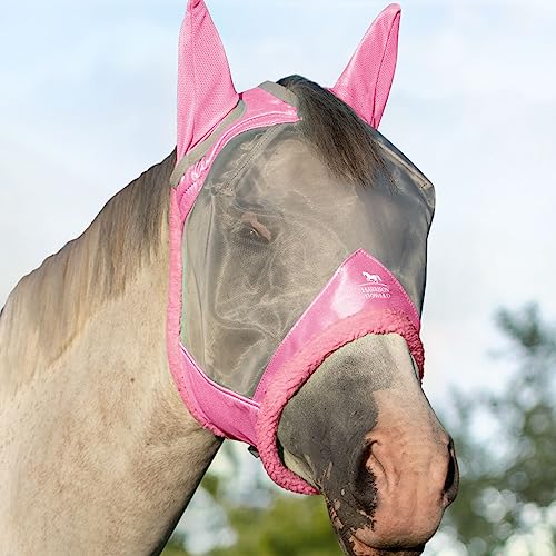 Harrison Howard CareMaster Midge-Proof Fleece Polsterung Pferde Fliegenmaske Halbes Gesicht Extra Wolle Schutz-Hell-Pink von Harrison Howard
