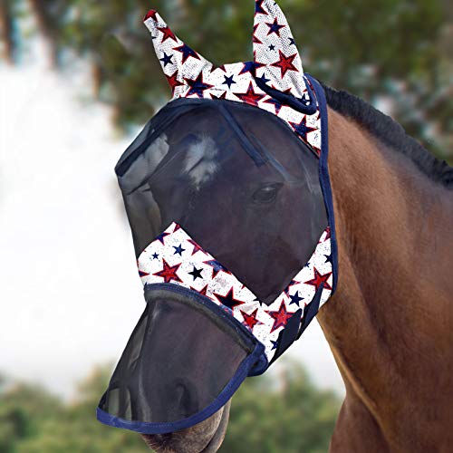 Harrison Howard CareMaster Pferde Fliegenmaske Lange Nase mit Ohren UV-Schutz für Pferde-Traumstern (L) von Harrison Howard