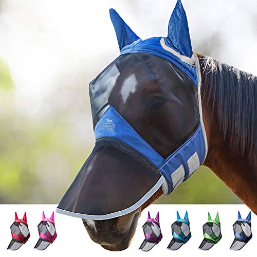Harrison Howard CareMaster Pro Luminous Pferde Fliegenmaske UV-Schutz Fleece-Polsterung Ohren und Nasenschutz Marineblau Warmblut (L) von Harrison Howard