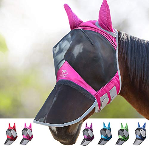 Harrison Howard CareMaster Pro Luminous Horse Fly Mask Large Eye Space Long Nose with Ears UV Protection for Horse Voodoo Blau M Harrison Howard CareMaster Pro Luminous Horse Fly Mask Large Eye Space Long Nose with Ears UV Protection for Horse Voodoo Blau M von Harrison Howard