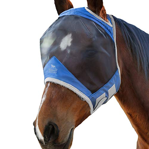 Harrison Howard CareMaster Pro Luminous Pferde Fliegenmaske UV-Schutz Fleece-Polsterung Standard Marineblau Pony (S) von Harrison Howard