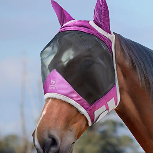Harrison Howard CareMaster Pro Luminous Pferde Fliegenmaske UV-Schutz Fleece-Polsterung mit Ohrenschutz Lavendel Lila Warmblut (L) von Harrison Howard