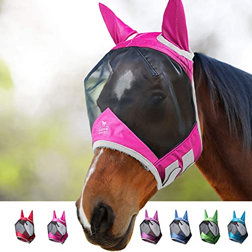 Harrison Howard CareMaster Pro Luminous Pferde Fliegenmaske UV-Schutz mit Ohrenschutz Rosa Pony (S) von Harrison Howard