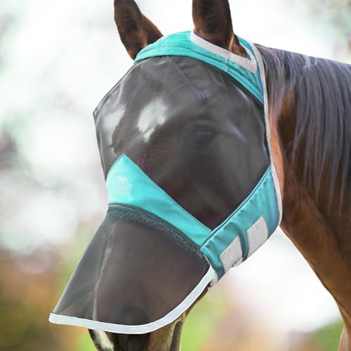 Harrison Howard CareMaster Pro leuchtende Pferde-Fliegenmaske großer Augenraum volles Gesicht Standard mit Nase ohne Ohren Summer Mint M von Harrison Howard