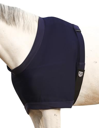 Harrison Howard Dicker, dehnbarer Schulterschutz für Pferde, mit weichem Fleece-Innenfutter, zusätzlicher Komfort, verhindert Scheuern, Marineblau, Größe M von Harrison Howard