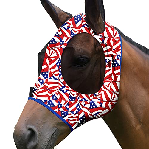 Harrison Howard Elastizität Pferd Fliegenmaske Hervorragender Komfort mit UV-Schutz Standard Pferd Fliegenmaske für Pferd-Flag Grid von Harrison Howard