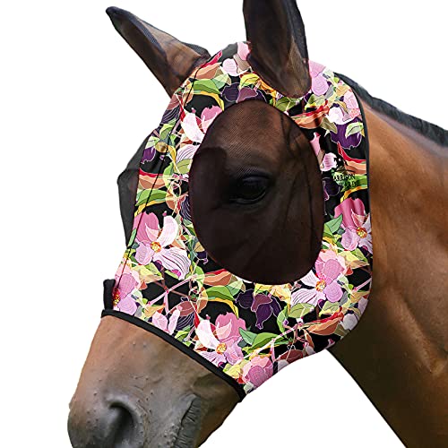 Harrison Howard Super Comfort Stretchy Fly Mask Large Eye Space with UV Protection Soft on Skin with Breathability Blütenstimmung von Harrison Howard