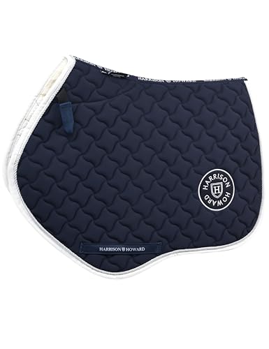 Harrison Howard English Schabracke für Pferde, Reiten, Nahkontakt, rutschfest, feuchtigkeitsableitend, stoßdämpfend, Marineblau von Harrison Howard