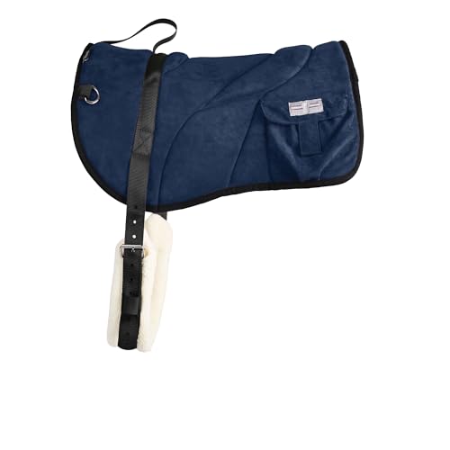 Harrison Howard Ergonomisch geformtes, korrektes Bareback-Pad mit Seitentaschen, extra dicke Mitte für maximale Unterstützung, rutschfestes Bareback-Pad, kommt mit passendem Gurt, Marineblau Harrison Howard Ergonomisch geformtes, korrektes Bareback-Pad mit Seitentaschen, extra dicke Mitte für maximale Unterstützung, rutschfestes Bareback-Pad, kommt mit passendem Gurt, Marineblau von Harrison Howard