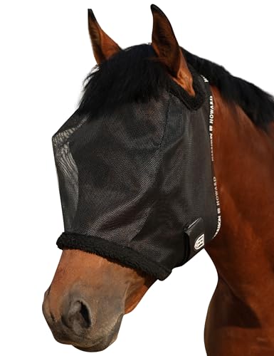 Harrison Howard Fliegenmaske für Pferde, Netzstoff, UV-Schutz, mit Fleece-gepolstertem Rand, Schwarz, Größe M Harrison Howard Fliegenmaske für Pferde, Netzstoff, UV-Schutz, mit Fleece-gepolstertem Rand, Schwarz, Größe M von Harrison Howard