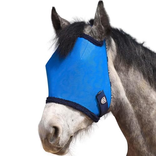 Harrison Howard Fliegenmaske für Pferde, UV-Schutz, mit Fleece gepolsterter Einfassung, Signature Blue, L von Harrison Howard
