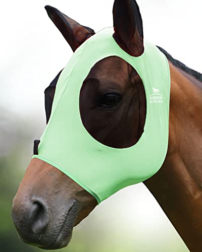 Harrison Howard Fliegenmaske für Pferde, super bequeme, elastisch mit Ohren-UV-Schutz, kleines Pferd, Minzgrün (Cool Mint), Größe M von Harrison Howard