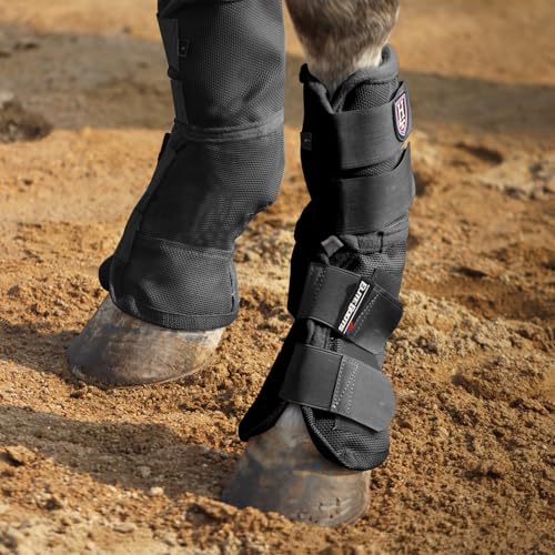 Harrison Howard Fliegenstiefel für Pferde, perfekte konturierte Passform, Beinschutz, dichte Netzstiefel mit belüftetem Komfort, zuverlässiger Schutz vor Sommer-Elementen, 2 Stück, klassisch, schwarz, Harrison Howard Fliegenstiefel für Pferde, perfekte konturierte Passform, Beinschutz, dichte Netzstiefel mit belüftetem Komfort, zuverlässiger Schutz vor Sommer-Elementen, 2 Stück, klassisch, schwarz, von Harrison Howard