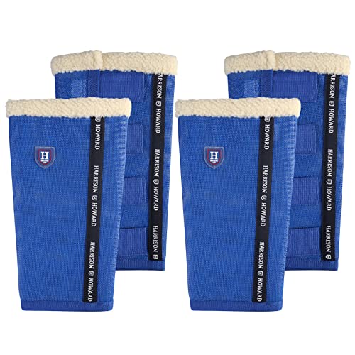 Harrison Howard Locker sitzende Horse Fly Boots UV-Schutz, Atmungsaktiv, Reißfeste Feinmaschige Leggins Stay-on Bequeme Fliegenstiefel mit Ultraweichem Wollbesatz (4er Set) Signature Blue Full (Large) von Harrison Howard