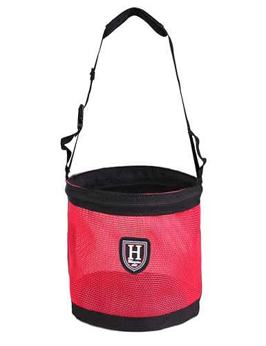 Harrison Howard Maulkorb für Pferde, Nylon, Netz, Körnerfuttertasche mit gepolstertem Nackenband, verstellbarer Gürtel, Rosa, Größe L von Harrison Howard