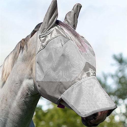 Harrison Howard Pferd Fliegenmaske Lange Nase mit Ohren Original Grau Pferd groß von Harrison Howard