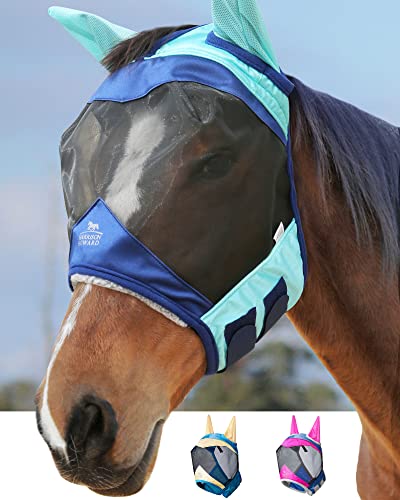 Harrison Howard Pferde Fliegenmaske Standard mit Ohren-Summer Mint/Navy (M; Cob) von Harrison Howard