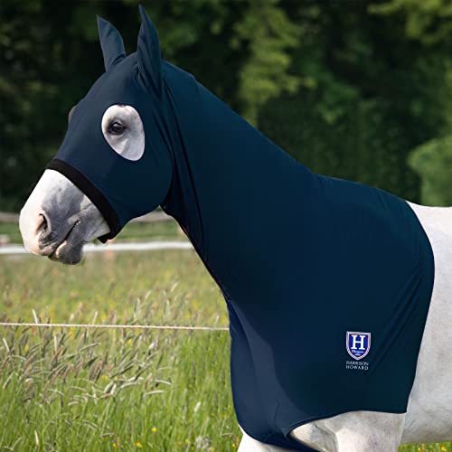 Harrison Howard Pferdekopf-Kapuze mit weichem Fleece-Rand, dehnbar, rundum bedeckt, bequem, mit Reißverschluss, Marineblau, Größe M von Harrison Howard