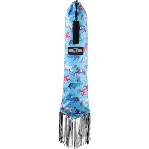 Harrison Howard Pferdeschwanztasche aus Nylon, glatt, leicht, verstellbar, mit Fransen-Pony-Aufdruck, Blau Harrison Howard Pferdeschwanztasche aus Nylon, glatt, leicht, verstellbar, mit Fransen-Pony-Aufdruck, Blau von Harrison Howard