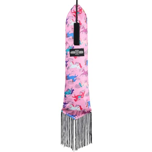 Harrison Howard Pferdeschwanztasche aus Nylon, glatt, leicht, verstellbar, mit Fransen-Pony-Aufdruck, Rosa Harrison Howard Pferdeschwanztasche aus Nylon, glatt, leicht, verstellbar, mit Fransen-Pony-Aufdruck, Rosa von Harrison Howard