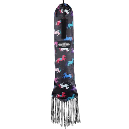 Harrison Howard Pferdeschwanztasche aus Nylon, glatt, leicht, verstellbar, mit Fransen-Pony-Aufdruck, Schwarz Harrison Howard Pferdeschwanztasche aus Nylon, glatt, leicht, verstellbar, mit Fransen-Pony-Aufdruck, Schwarz von Harrison Howard