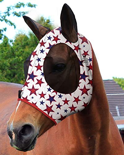 Harrison Howard Dehnbare Pferdefliegenmaske mit UV-Schutz, super komfortabel, sanft zur Haut und atmungsaktiv, Traumstern, XL, Extra volle Größe von Harrison Howard