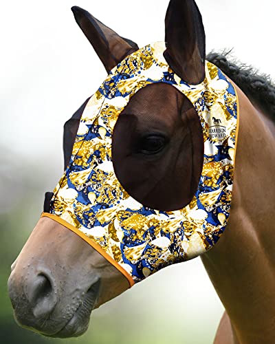 Harrison Howard Super Comfort Stretchy Fly Mask Large Eye Space with UV Protection Soft on Skin with Breathability Blaugelb M Harrison Howard Super Comfort Stretchy Fly Mask Large Eye Space with UV Protection Soft on Skin with Breathability Blaugelb M von Harrison Howard