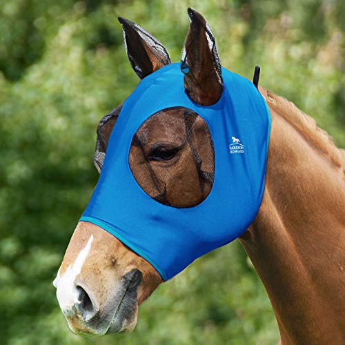 Harrison Howard Super Comfort Stretchy Fly Mask Large Eye Space with UV Protection Soft on Skin with Breathability Hellblau X-Large von Harrison Howard
