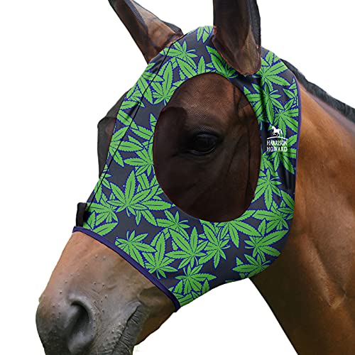 Harrison Howard Super Comfort Stretchy Fly Mask Large Eye Space with UV Protection Soft on Skin with Breathability Lebendes Blatt von Harrison Howard