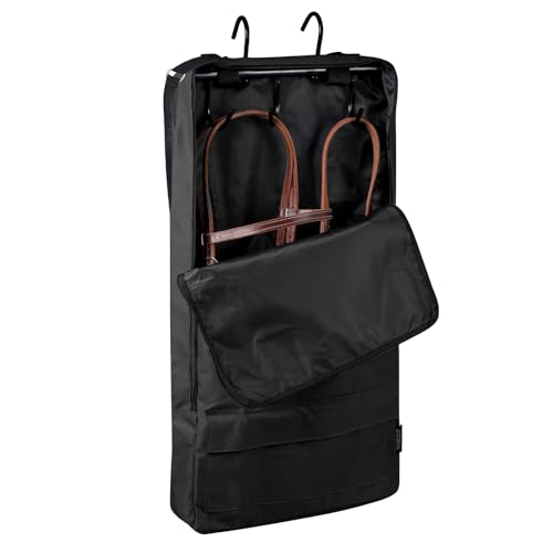 Harrison Howard Zaumzeug-/Halftertasche mit 3 Zinken, robuster wasserdichter Stoff, Pferde-Tack-Tragetasche, Piano Schwarz von Harrison Howard
