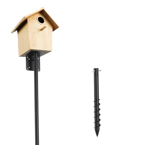 Harrms Vogelhausständer Metall, Vogelnesthalter Vogelhaus-Stange Verstellbar 148cm, Gestell für Vogelfutterhaus für Garten, Balkon, Outdoor, Hof, Schwarz von Harrms